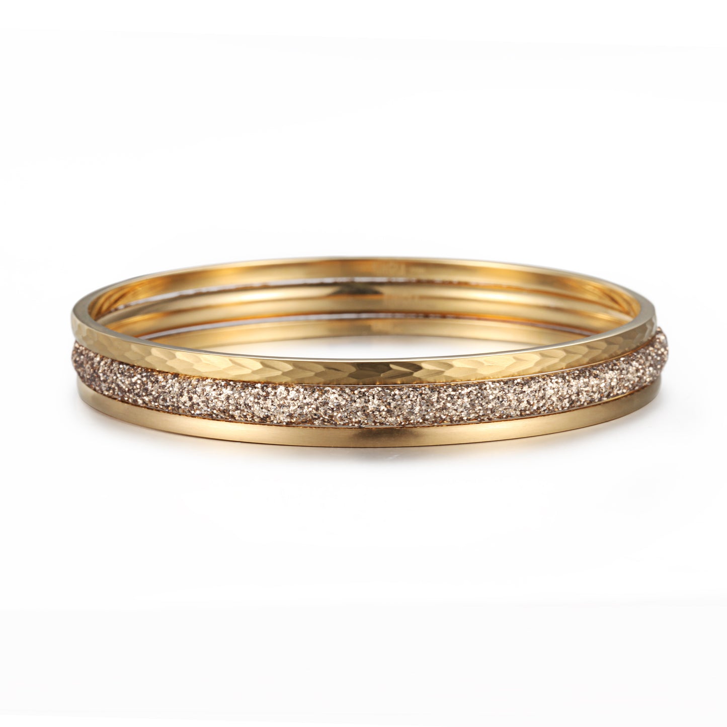 Women Stacking Bangles Gold Glitter Dust - KINGKA Jewelry