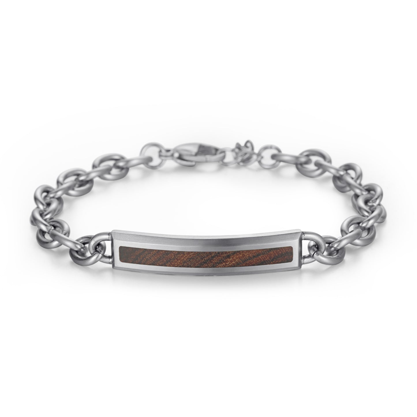 Men's Wood Inlay Curved Tag Cable Chain - KINGKA Jewelry