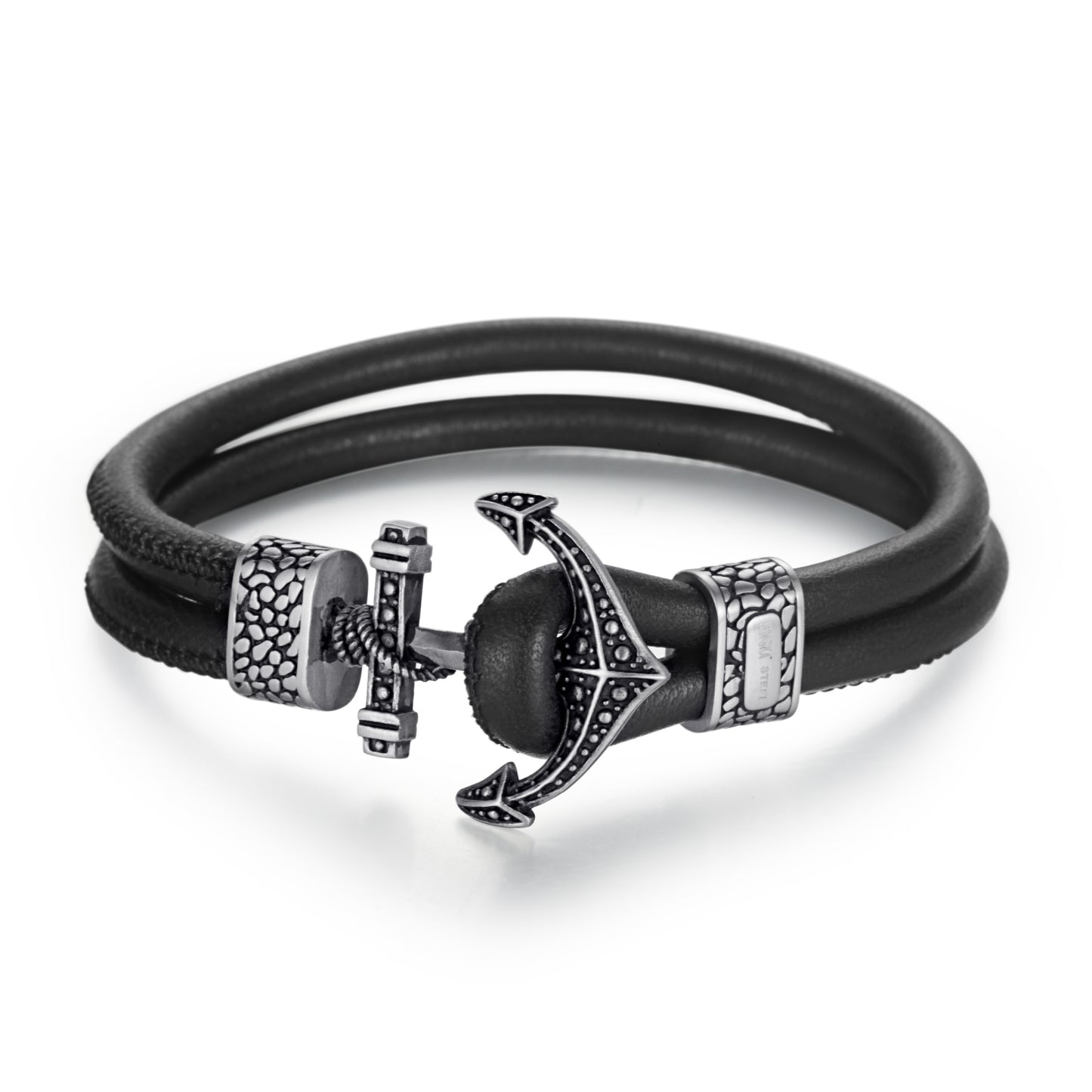 Men's Leather Bracelet with Anchor - KINGKA Jewelry
