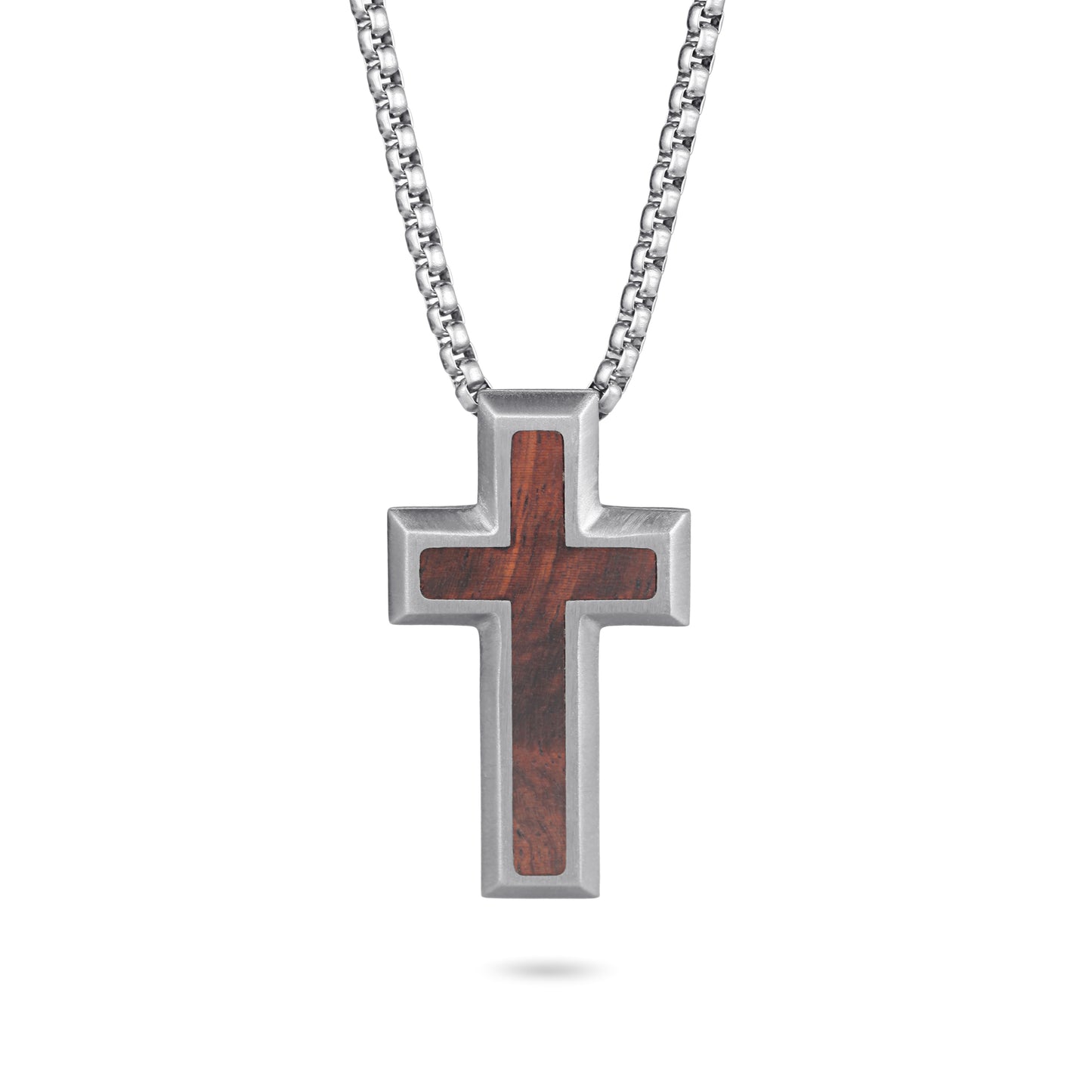 Men's Cross Necklace Wood Inlay - KINGKA Jewelry