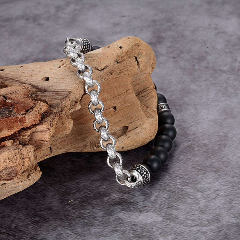 Men's Beaded Cable Chain Bracelet - KINGKA Jewelry