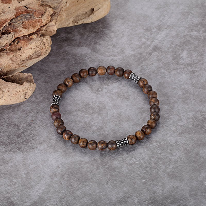 Men's Wristband with Bronzite, Reptile Tube - KINGKA Jewelry