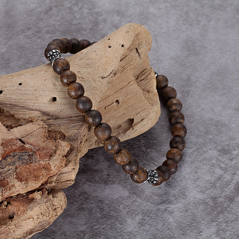 Men's Wristband with Bronzite, Reptile Tube - KINGKA Jewelry