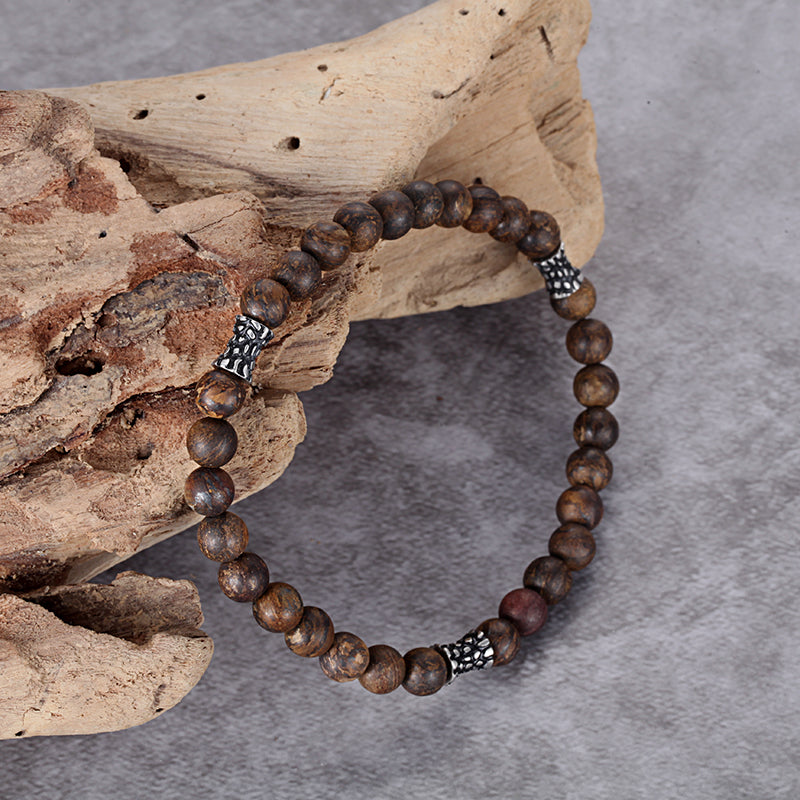 Men's Wristband with Bronzite, Reptile Tube - KINGKA Jewelry