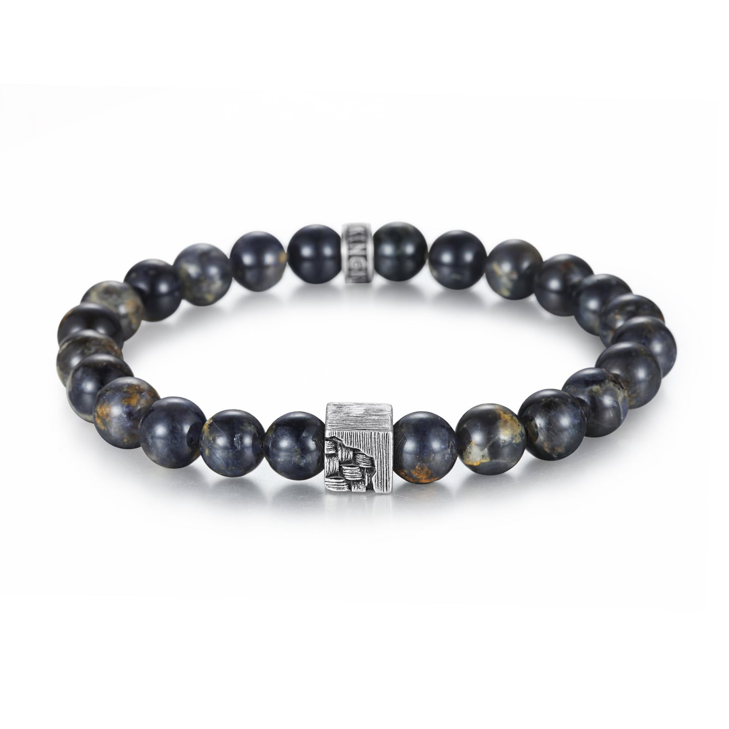 Men's Wristband with Tanzanite, Woven Cube - KINGKA Jewelry
