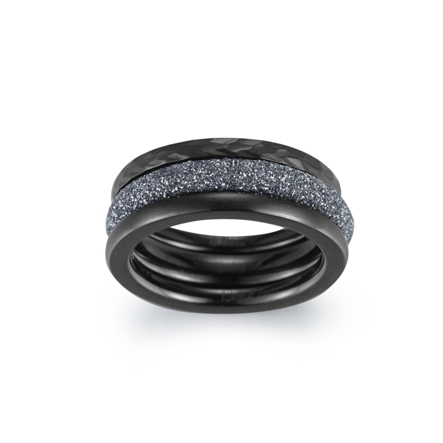 Women Stacking Rings Grey Glitter Dust - KINGKA Jewelry