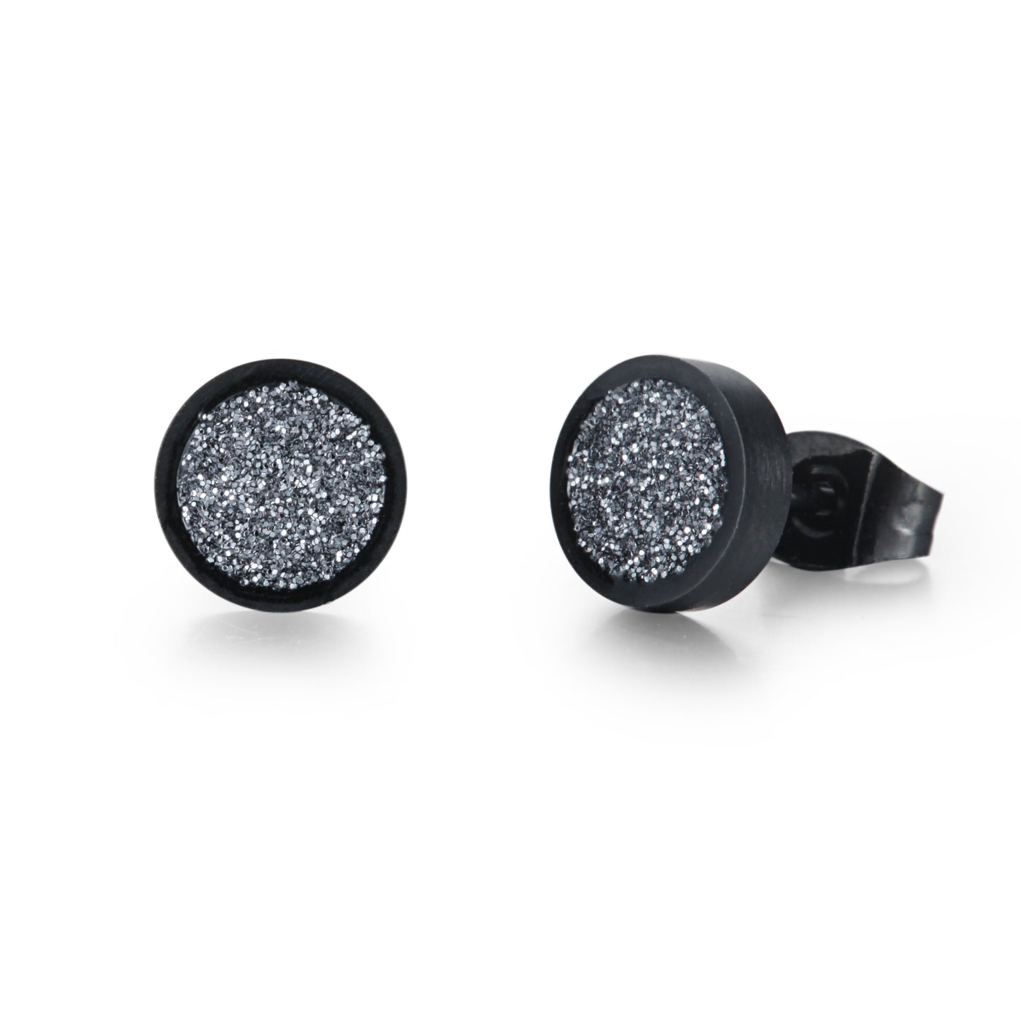 Women Ear Studs Grey Glitter Dust - KINGKA Jewelry