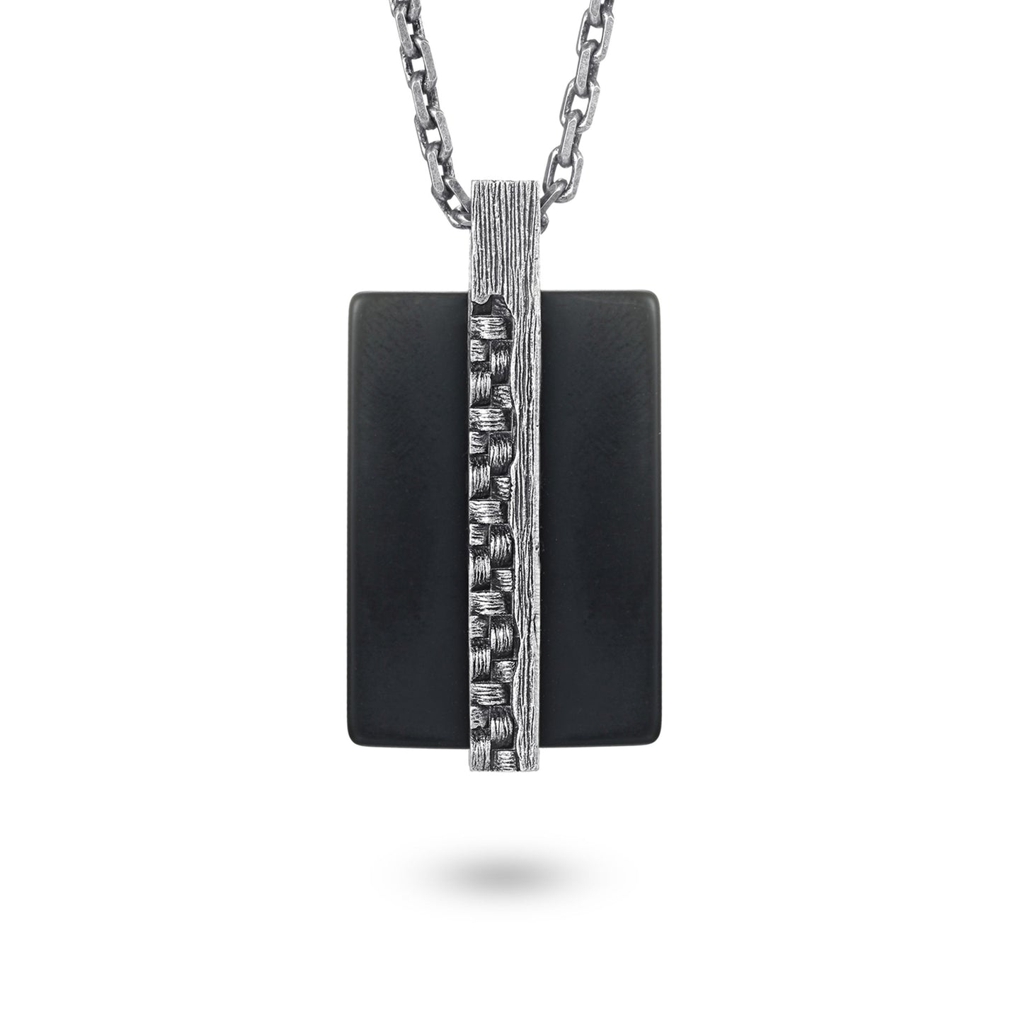 Men's Tag Necklace with Woven Element - KINGKA Jewelry
