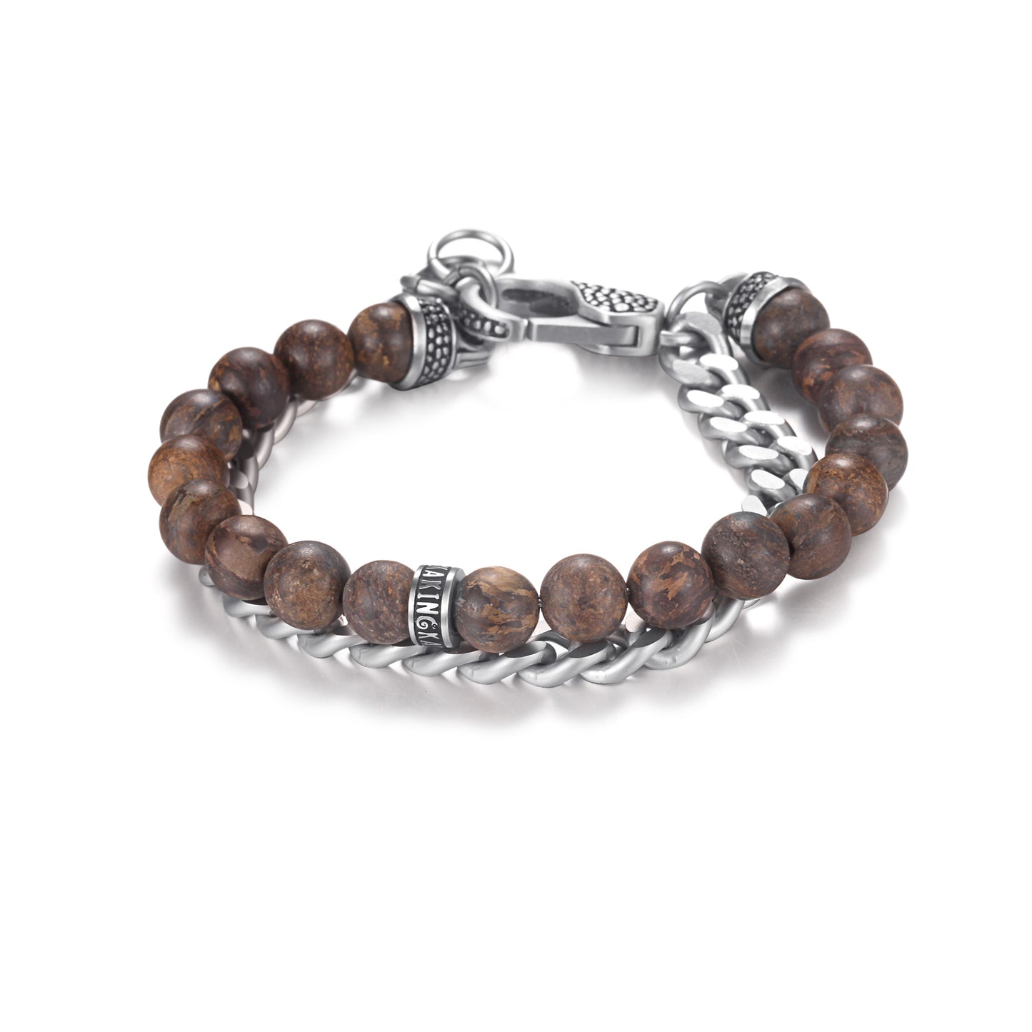 Men's Wrap-Around Bracelet with Stones, Curb Chain - KINGKA Jewelry