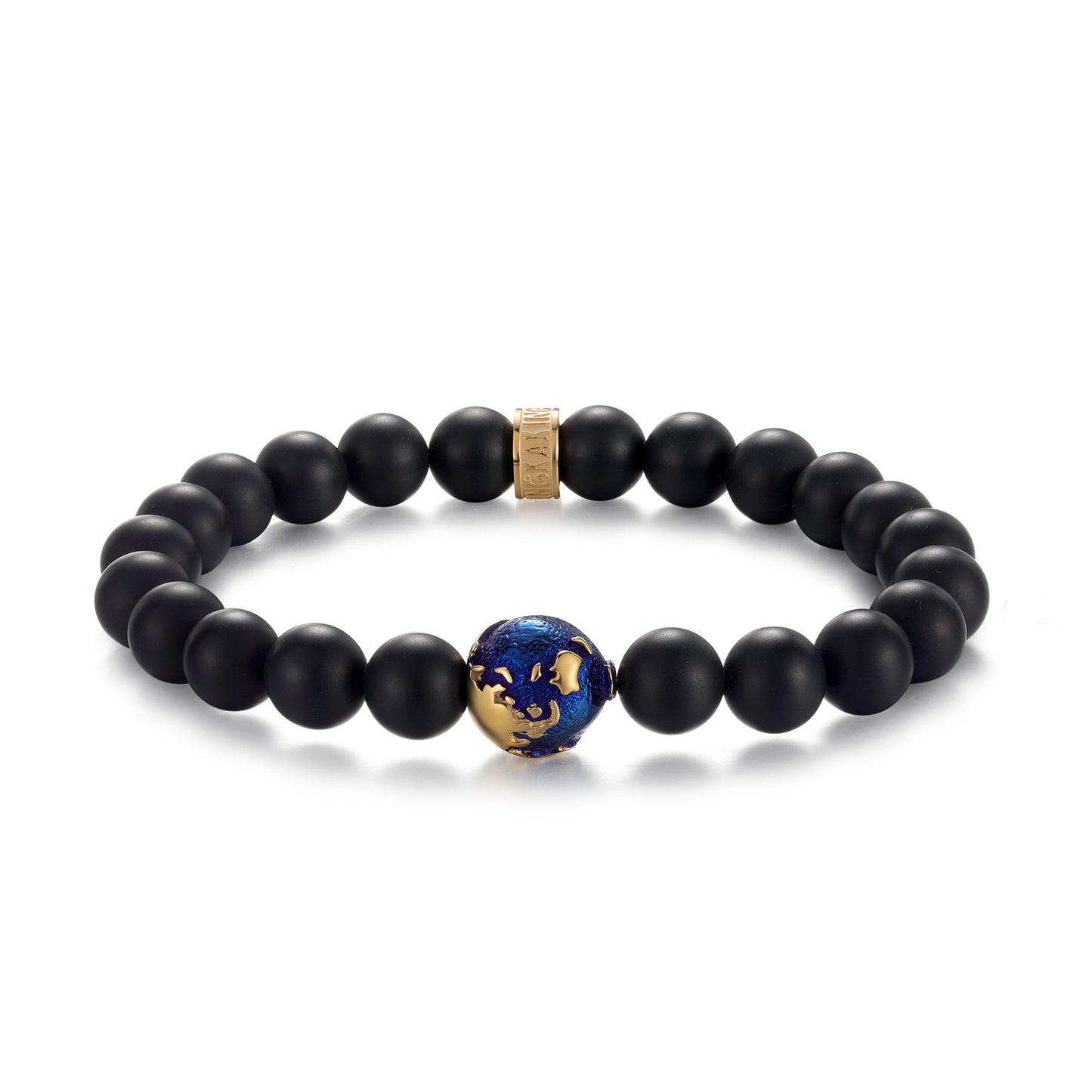 KINGKA Matt Agate Bead Bracelet, Blue Gold, The Earth - KINGKA Jewelry