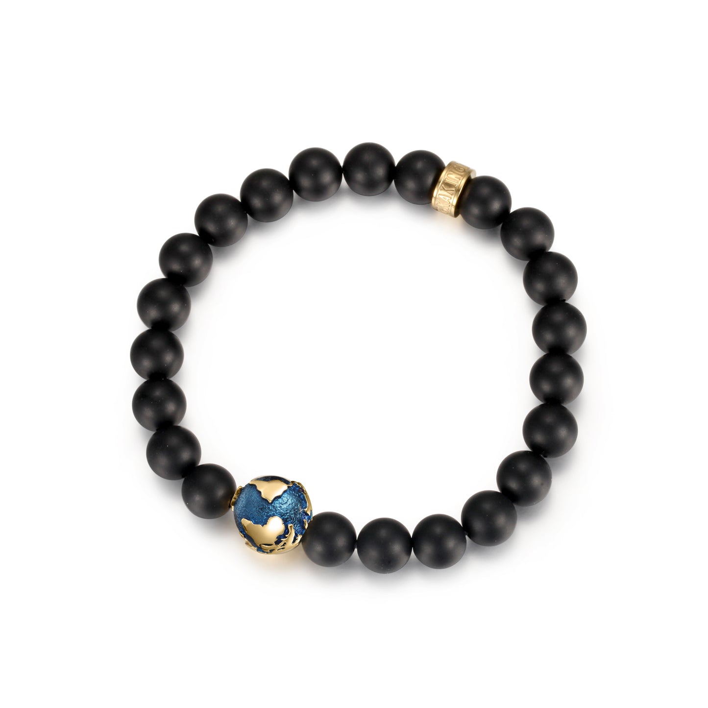 KINGKA Matt Agate Bead Bracelet, Blue Gold, The Earth - KINGKA Jewelry