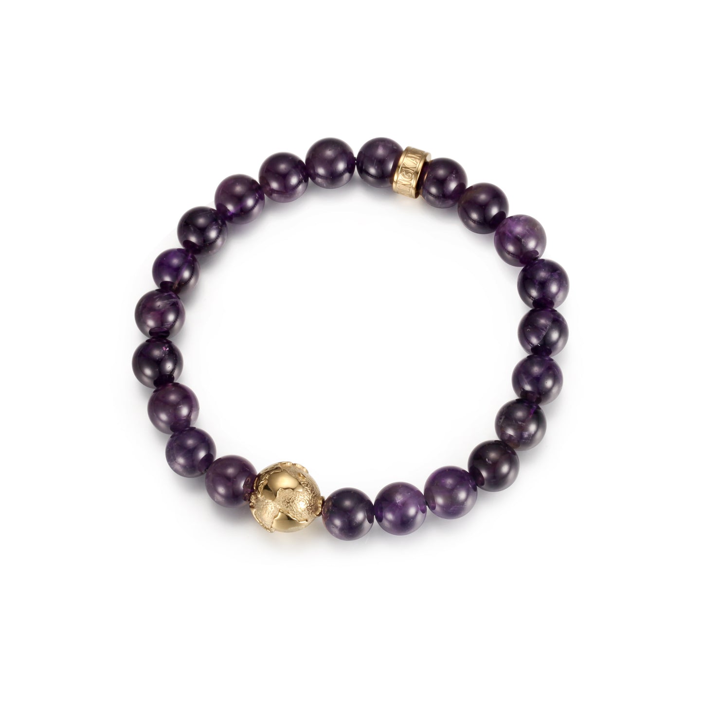 KINGKA Amethyst Bead Bracelet, Gold, The Earth - KINGKA Jewelry
