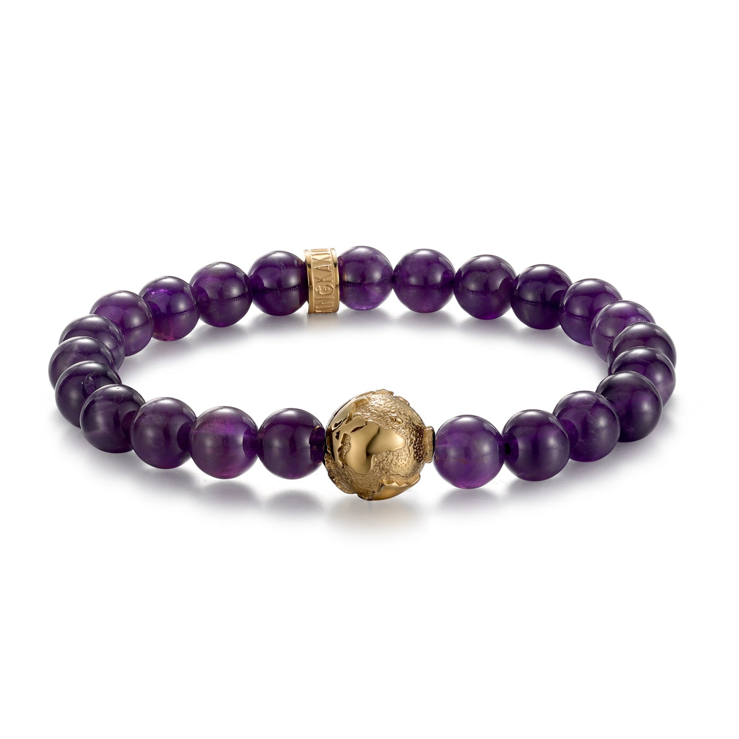 KINGKA Amethyst Stone Gold Plating Earth Beads Bracelet, Love The Earth