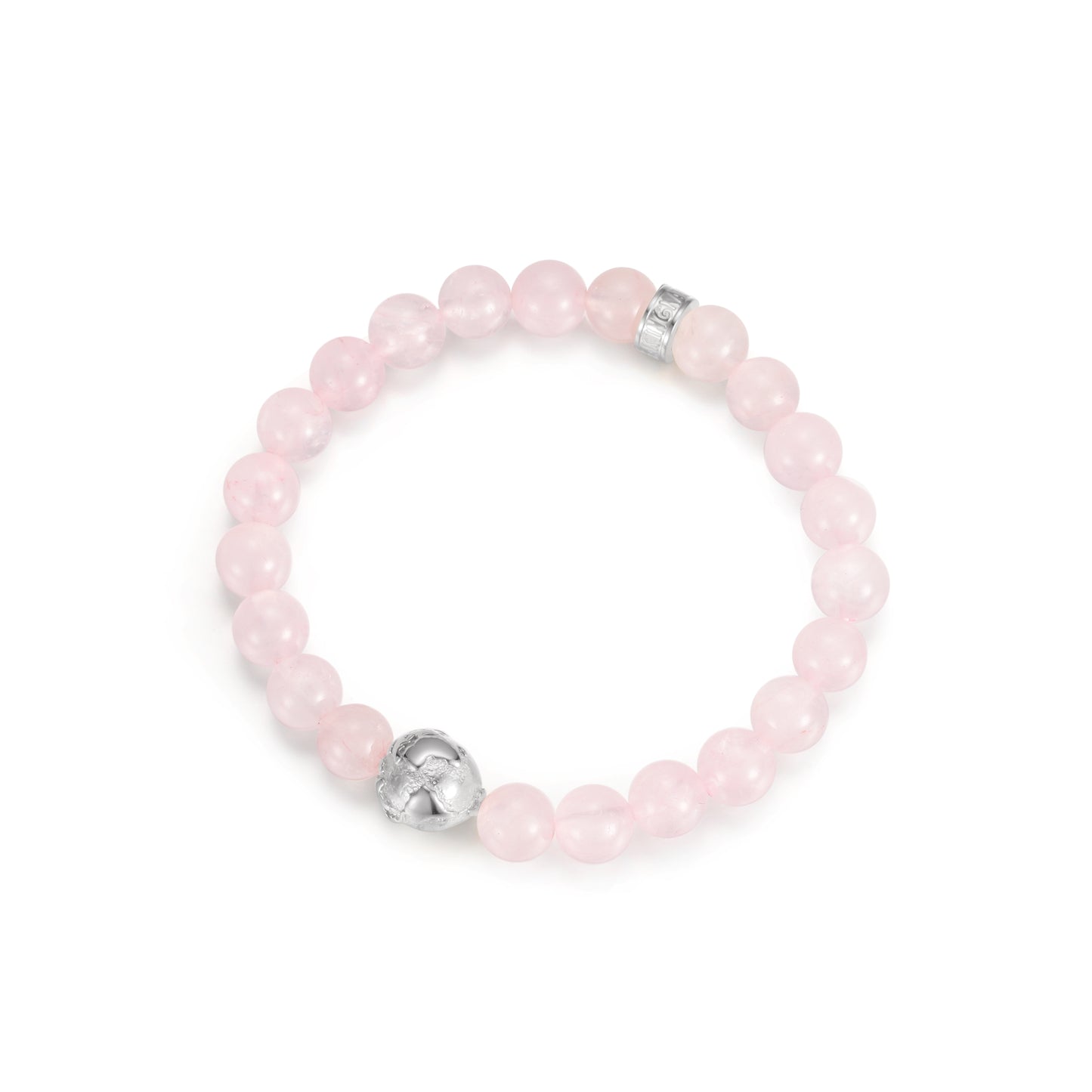 KINGKA Rose Quartz Bead Bracelet, Silver, The Earth - KINGKA Jewelry