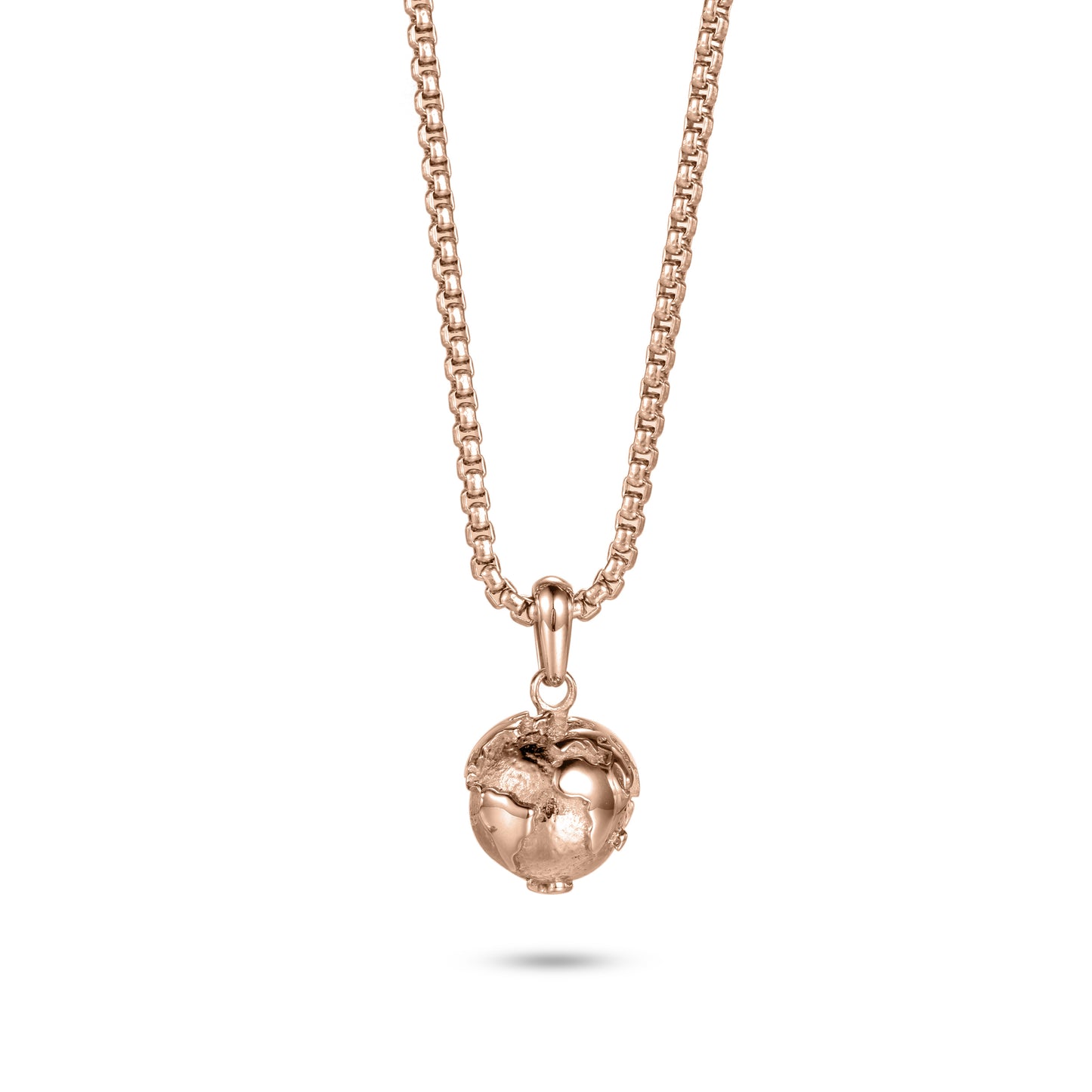 KINGKA Stainless Steel Necklace, Rose Gold, The Earth - KINGKA Jewelry