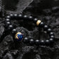 KINGKA Matt Agate Bead Bracelet, Blue Gold, The Earth - KINGKA Jewelry