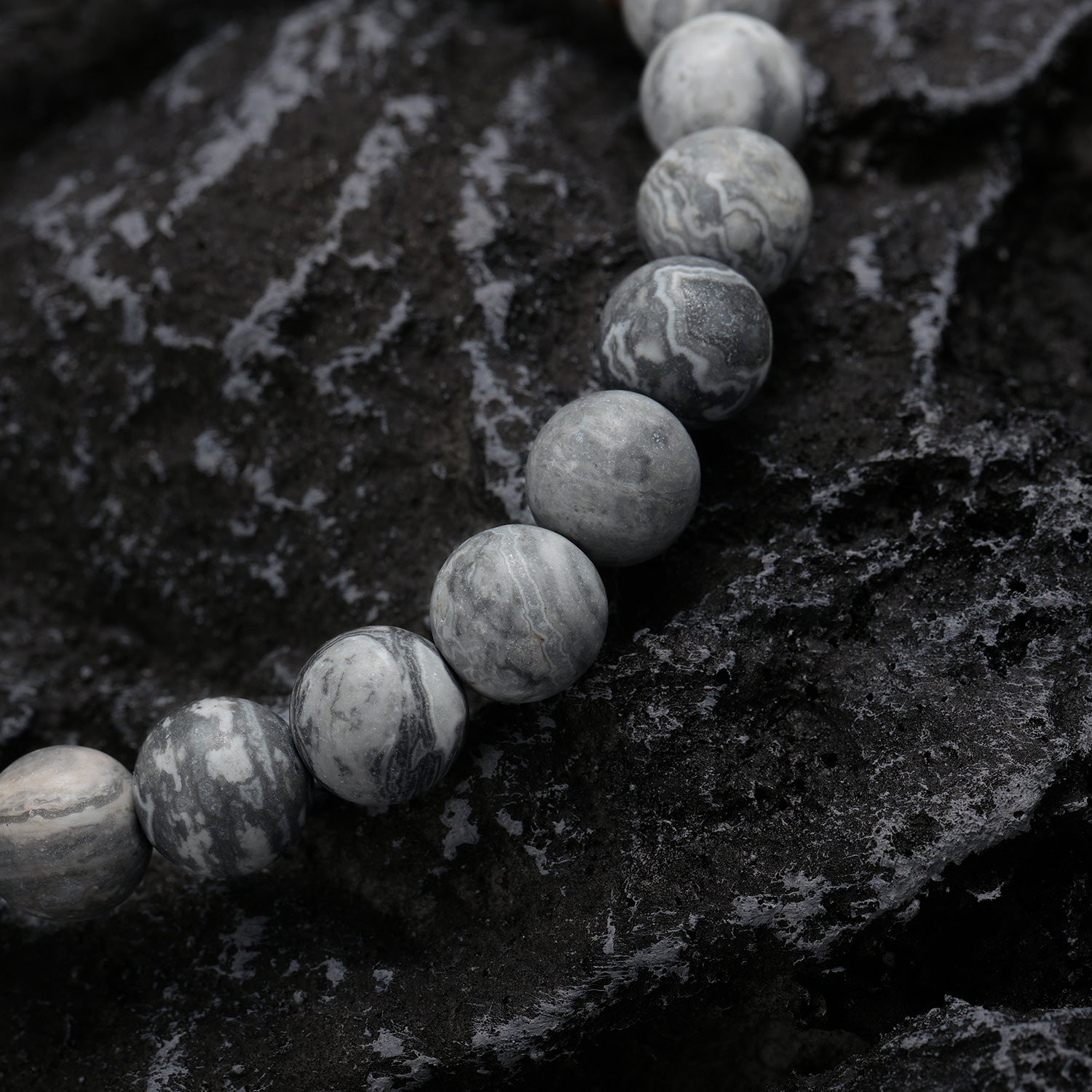KINGKA Grey Jasper Bead Bracelet, Gold, The Earth - KINGKA Jewelry