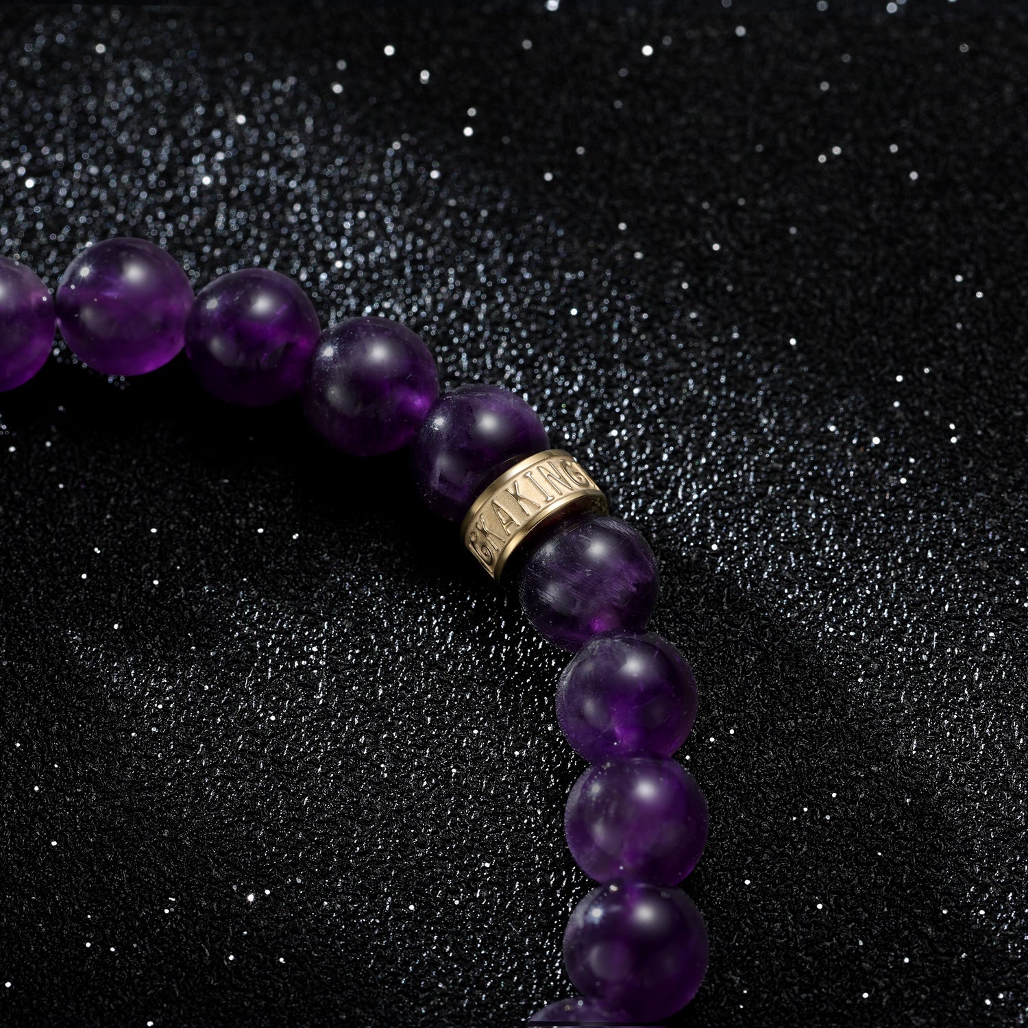 KINGKA Amethyst Bead Bracelet, Blue Gold, The Earth - KINGKA Jewelry
