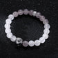 KINGKA Natural Rose Quartz Beaded Bracelet with 316 Stainless Steel Goble Accessory