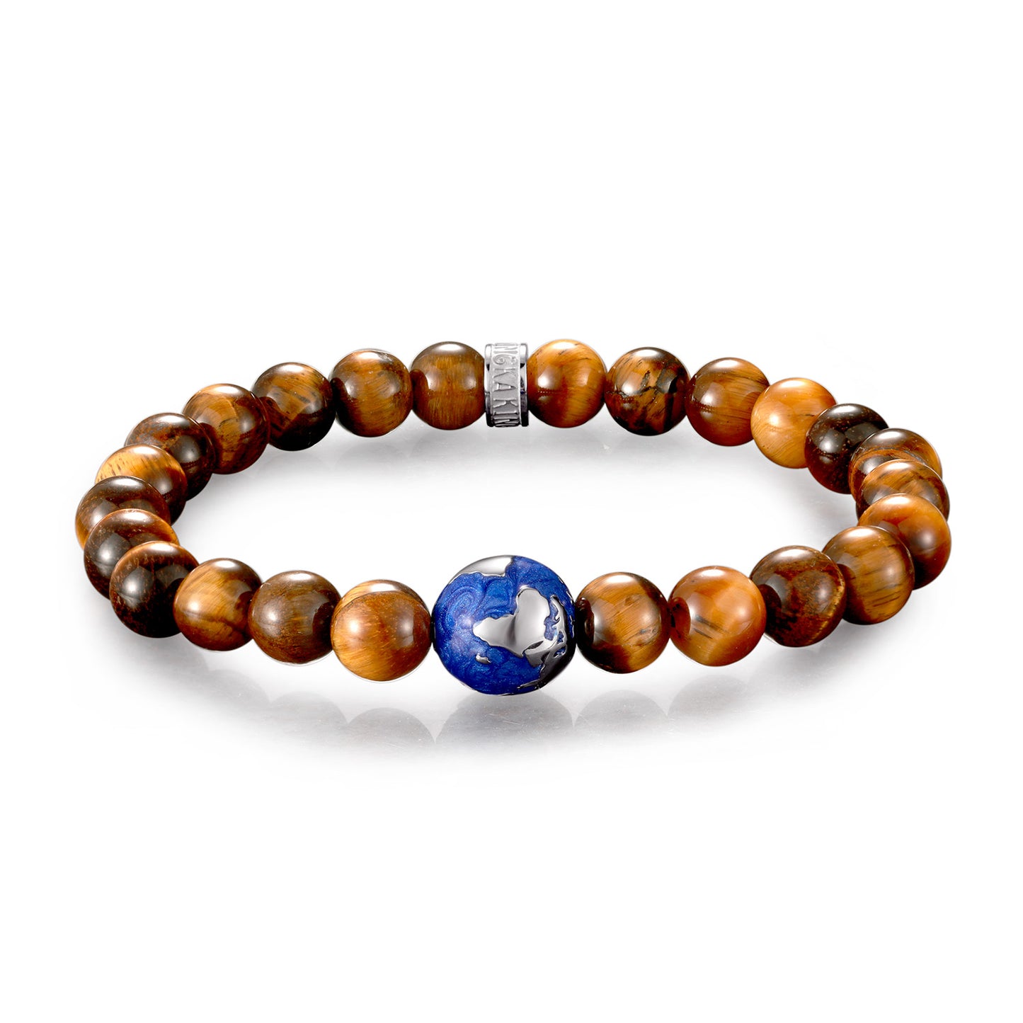 Natural Tiger Eye Bead Stone Bracelet with 316 Stainless Steel Earth Accessory