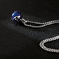 KINGKA Stainless Steel World Map Pendant Necklace, Blue Silver