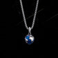 KINGKA Stainless Steel World Map Pendant Necklace, Blue Silver