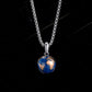 KINGKA Stainless Steel Women Globe Necklace, Blue Rose Gold