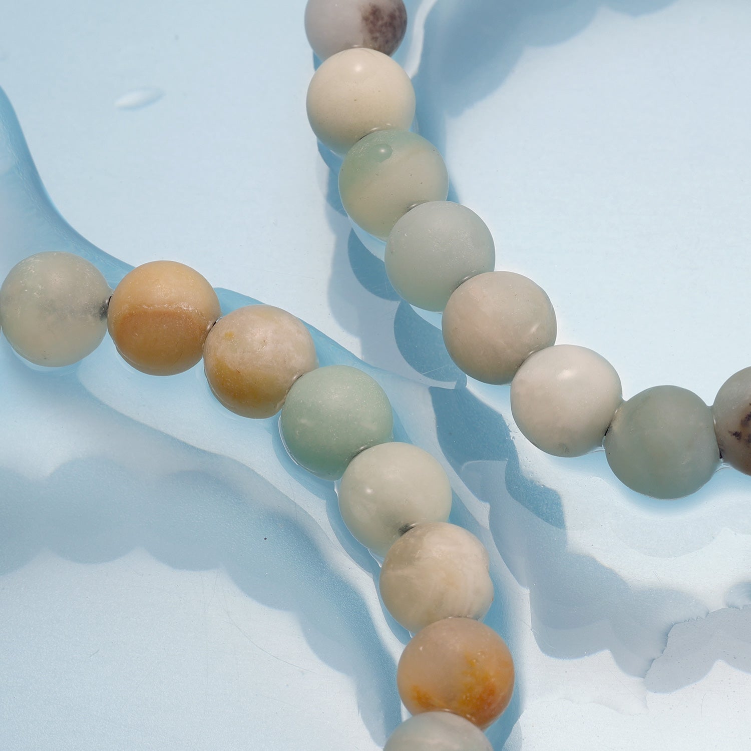 KINGKA Amazonite Stone Bead Bracelet, Blue Gold, The Earth - KINGKA Jewelry