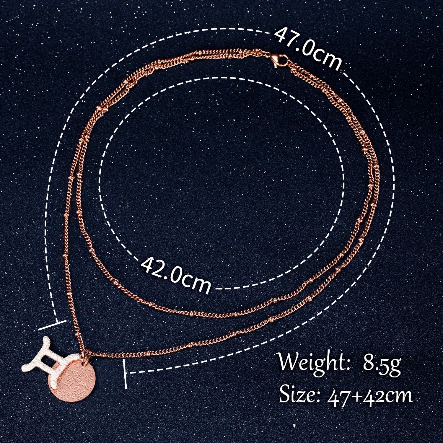 Women Twelve Constellations Gemini Necklace Custom Handwriting - KINGKA Jewelry