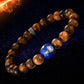 KINGKA Natural Tiger Eye Bead Stone Bracelet with 316 Stainless Steel Earth Accessory