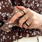 Women Stacking Rings Black Glitter Dust - KINGKA Jewelry