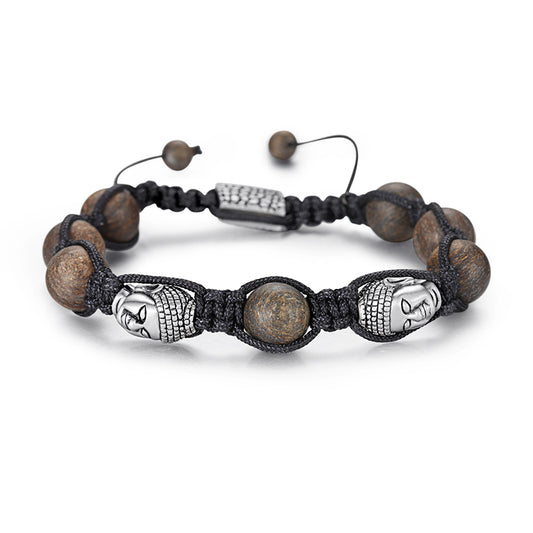 Beaded Bracelet with Bronzite, Skull, Rope - KINGKA Jewelry