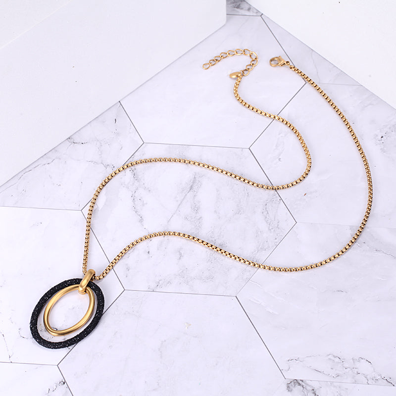 Women Pendant Necklace Oval Hoop - KINGKA Jewelry