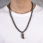 Men's Wolf's Fang Necklace with Beaded Chain - KINGKA Jewelry