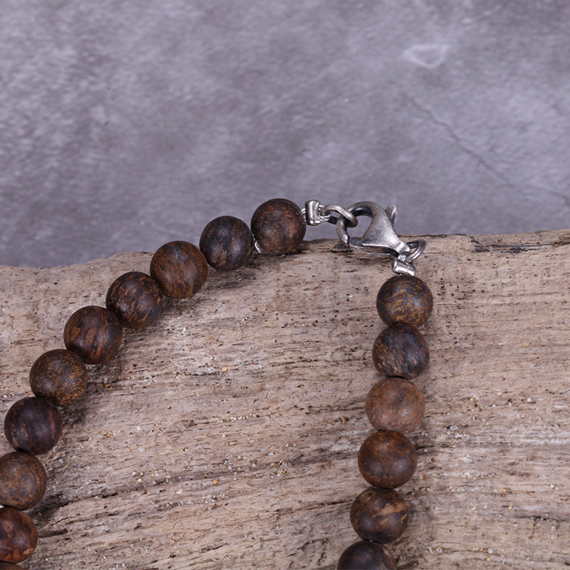 Men's Wolf's Fang Necklace with Beaded Chain - KINGKA Jewelry