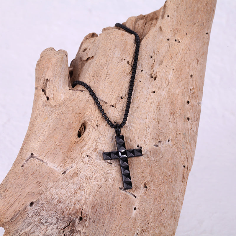 Men's Cross Necklace Pyramid - KINGKA Jewelry