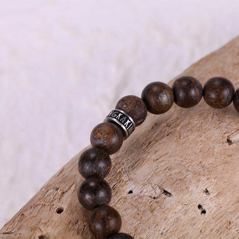 Men's Wristband with Bronzite, Reptile Element - KINGKA Jewelry