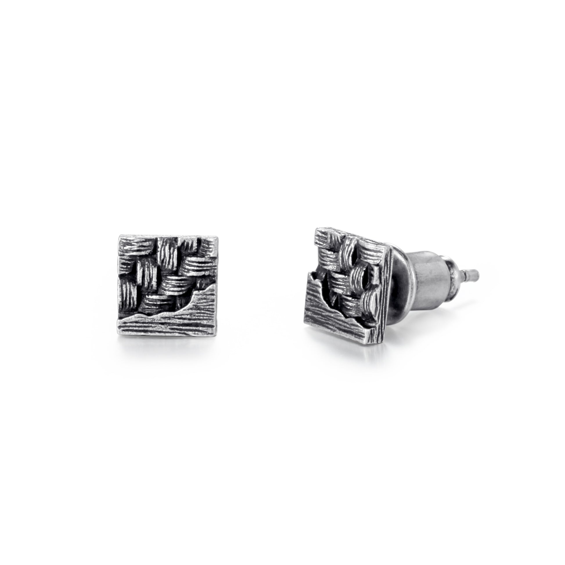 Men's Ear Studs Woven Square - KINGKA Jewelry