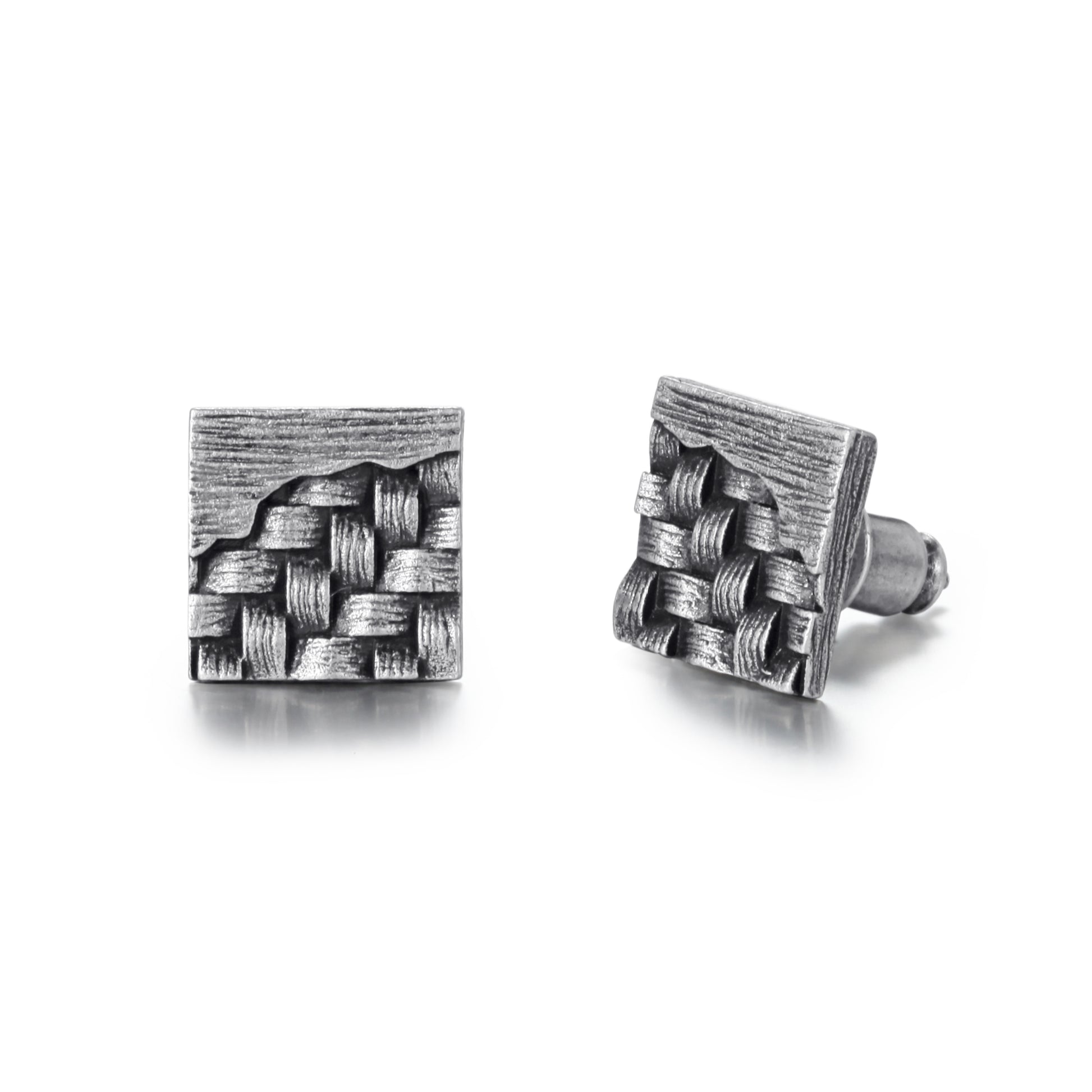 Men's Ear Studs Woven Square - KINGKA Jewelry