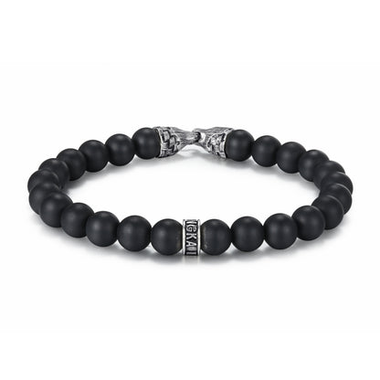 Men's Beaded Bracelet with Stones, Woven Clasp - KINGKA Jewelry