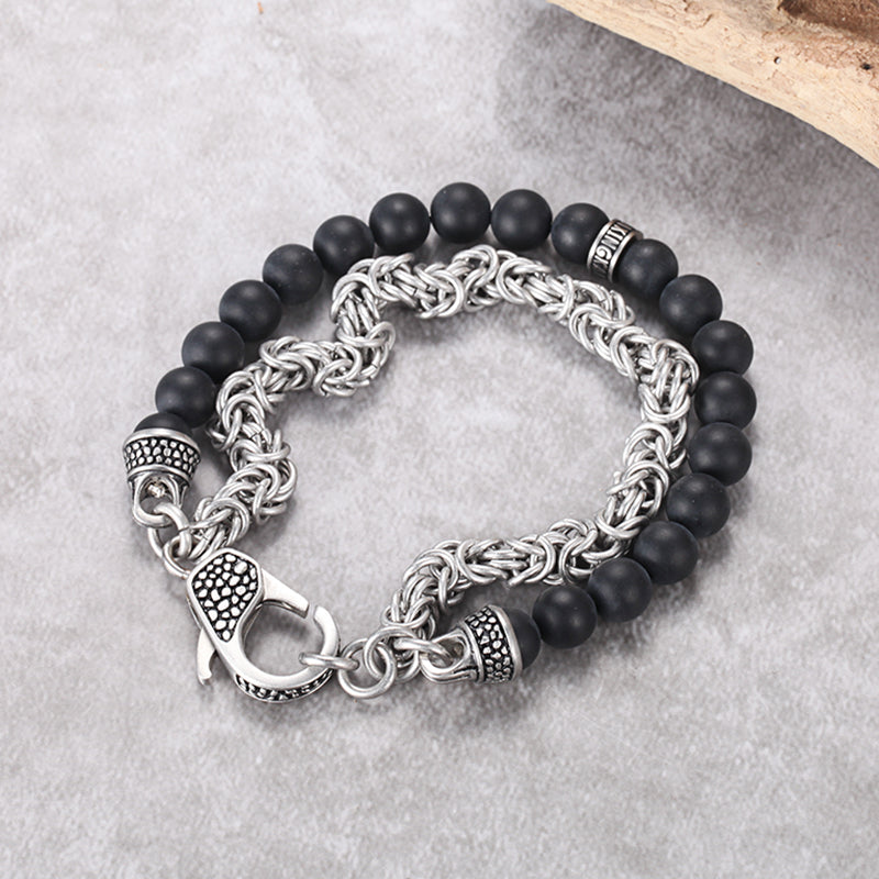 Men's Wrap-Around Bracelet with Stones, King Chain - KINGKA Jewelry