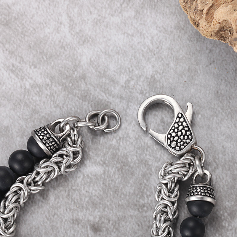 Men's Wrap-Around Bracelet with Stones, King Chain - KINGKA Jewelry