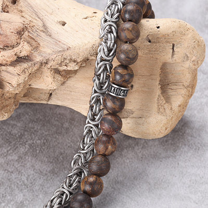 Men's Wrap-Around Bracelet with Stones, King Chain - KINGKA Jewelry