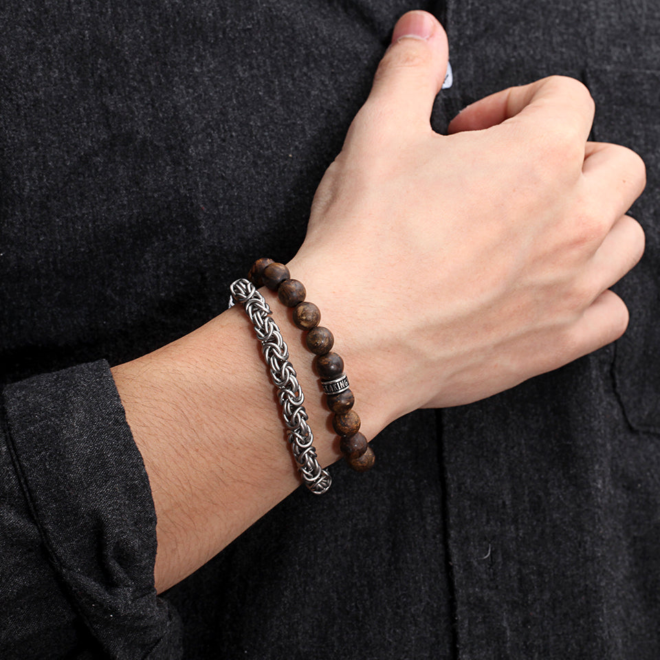 Men's Wrap-Around Bracelet with Stones, King Chain - KINGKA Jewelry