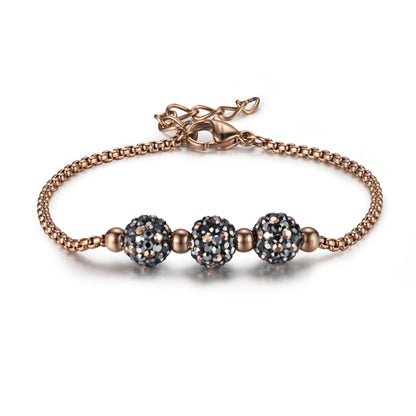 Women Elegant Chain Steel Crystal Beads Bracelet