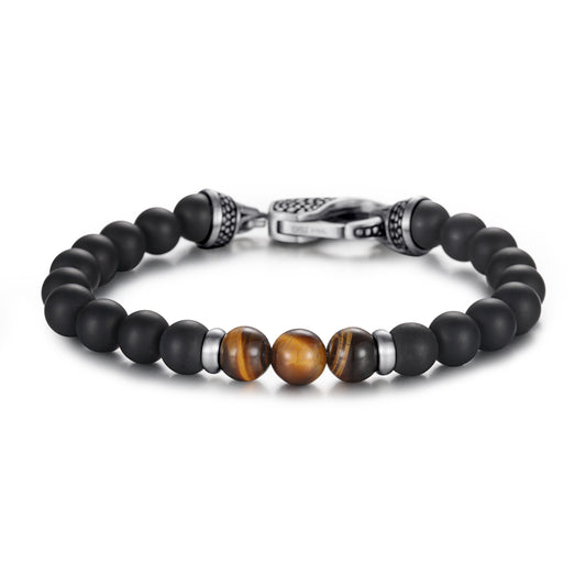Men's Beaded Bracelet with Onyx and Tiger Eye - KINGKA Jewelry