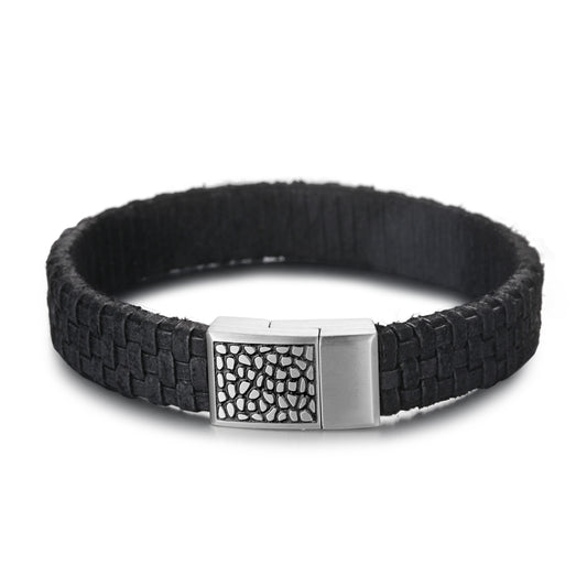 Men's Leather Bracelet with Reptile Snap - KINGKA Jewelry