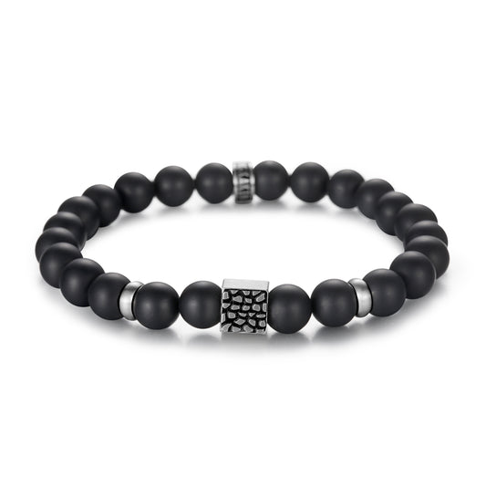 Men's Wristband with Onyx, Reptile Cube - KINGKA Jewelry
