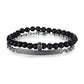 Men's Stacking Bracelet with Onyx, Reptile Engraved Chain - KINGKA Jewelry