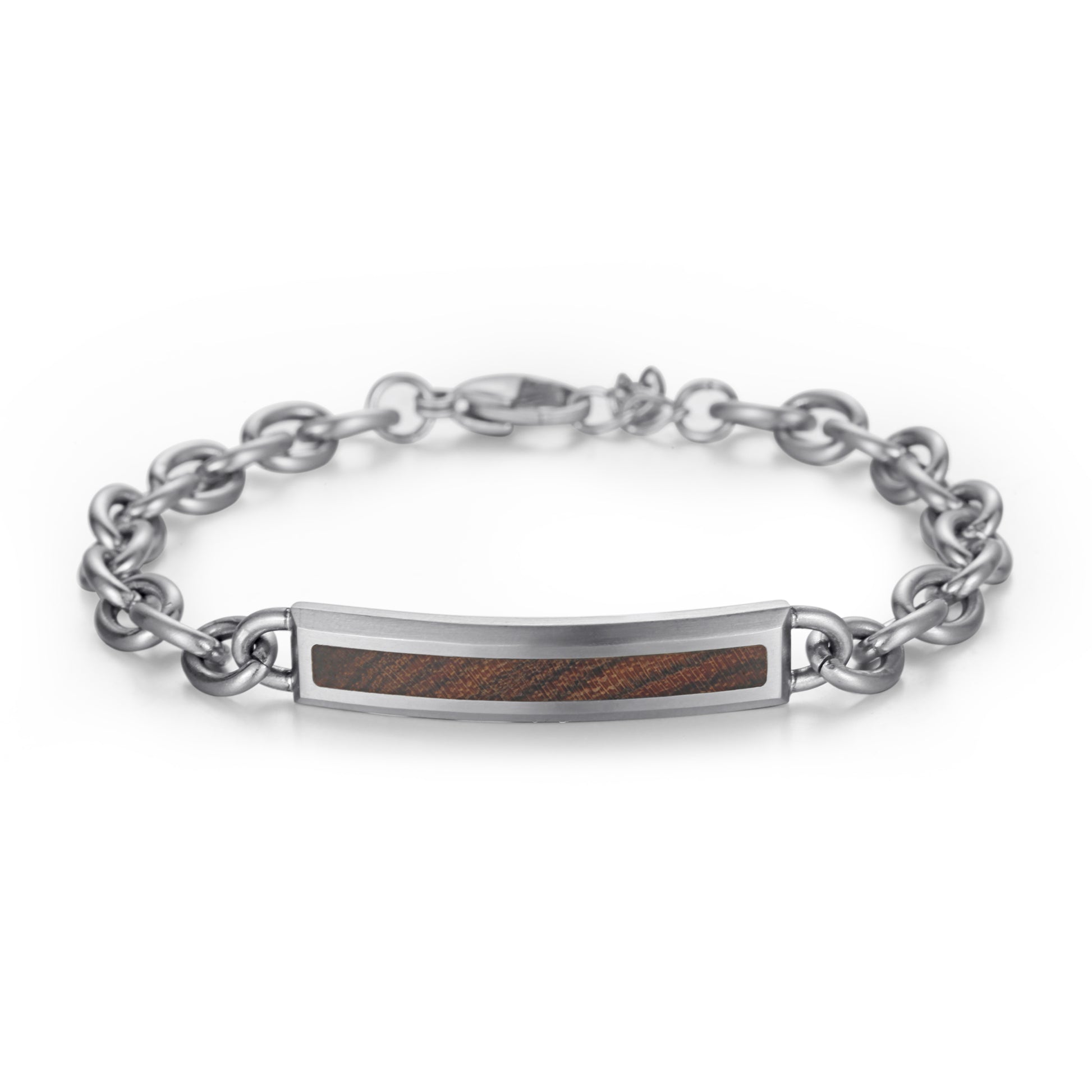 Men's Wood Inlay Curved Tag Cable Chain - KINGKA Jewelry